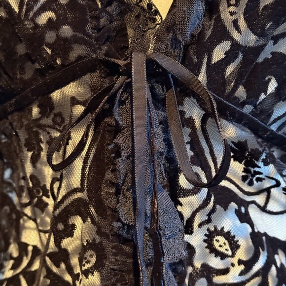 Women's Vintage Express Velvet and Lace Tie Front Shirt Blouse Size 7/8 Stunning - Picture 7 of 9